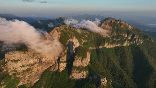 Aerial view of Foce del Pallone mountain peaks and clouds Italy. Aerial view of Foce del Pallone mountain peaks and clouds Italy.