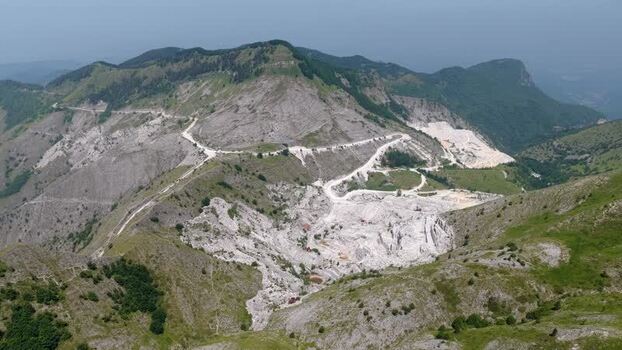Aerial view of Carrara marble quarries in Tuscany Italy. Aerial view of Carrara marble quarries in Tuscany Italy.