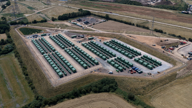 Aerial view of Hams Hall battery energy storage system in the UK Aerial view of Hams Hall battery energy storage system in the UK