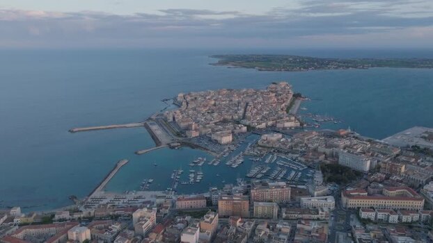 Aerial view of the Island of Ortigia and the harbor Italy. Aerial view of the Island of Ortigia and the harbor Italy.