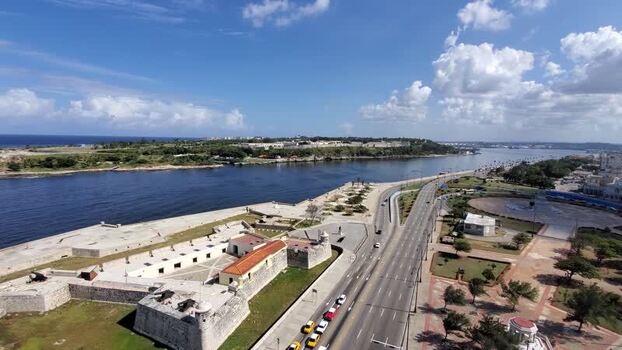 Aerial view of Castle of the Three Kings of Morro in Havana Cuba.
