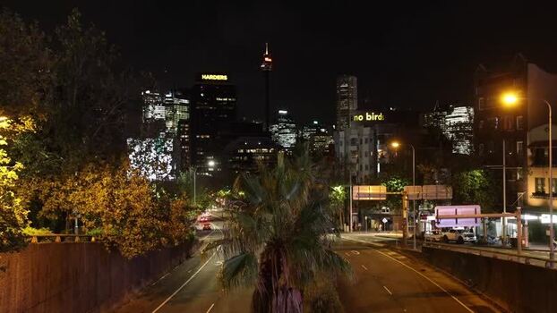 View of Sydney skyline at night Australia.