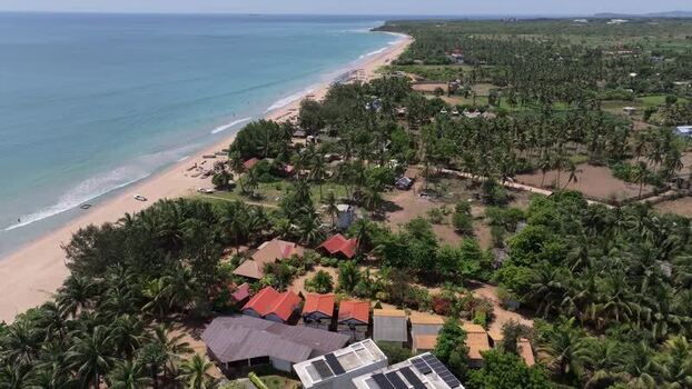 Aerial view of beach resorts in Trincomalee Sri Lanka.