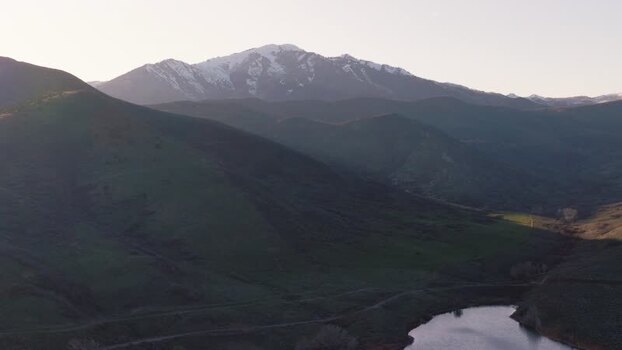 Aerial view of Provo Canyon and snow capped mountains United States. Aerial view of Provo Canyon and snow capped mountains United States.