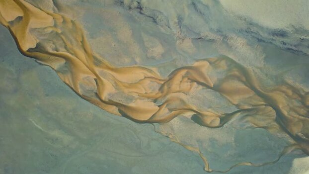 Aerial view of sand patterns and shallow water at K gari Australia. Aerial view of sand patterns and shallow water at K gari Australia.