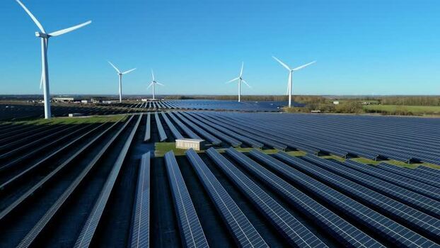 Aerial view of Chelveston Wind Farm United Kingdom.