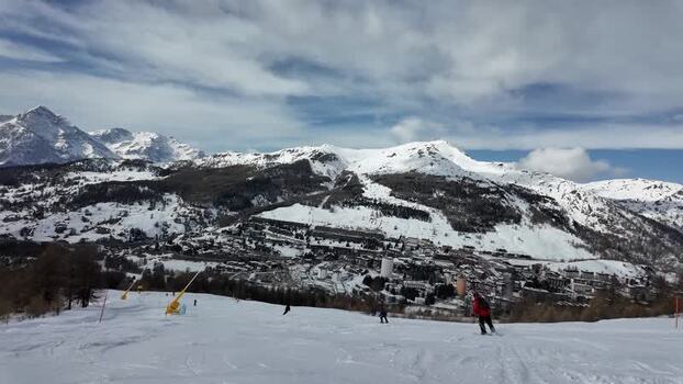 View of Sestriere ski resort and mountains Italy. View of Sestriere ski resort and mountains Italy.