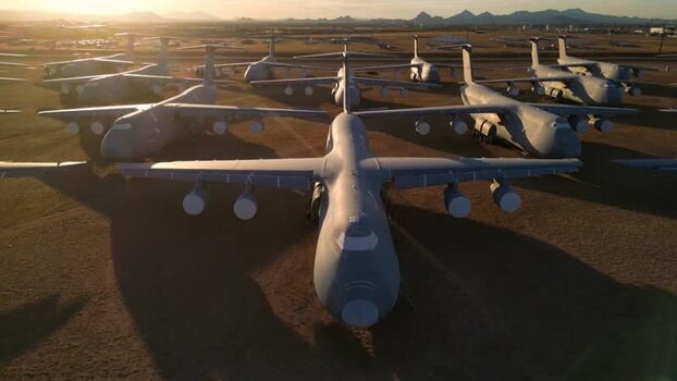 Aerial view of aircrafts on land United States. Aerial view of aircrafts on land United States.