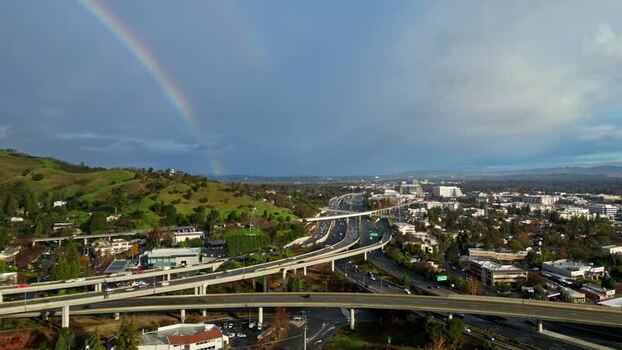 Aerial view of highway interchange in San Francisco United States.