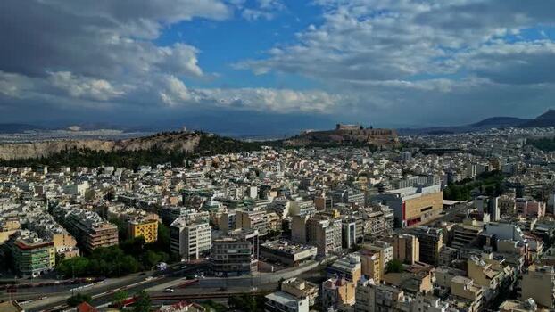 Aerial view of Acropolis of Athens and city skyline Greece.