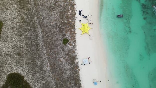 Aerial view of Los Roques archipelago beach Venezuela.