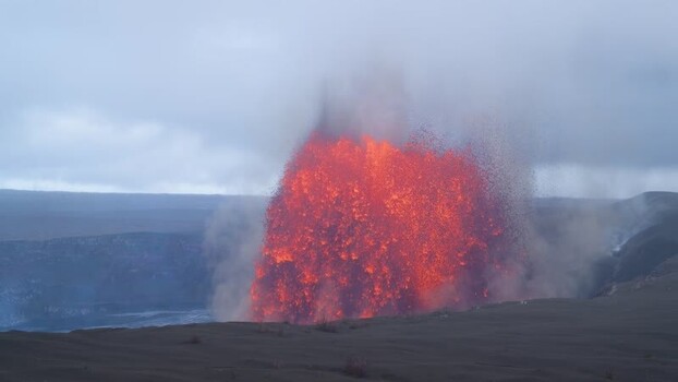 View of lava erupting from Halemaumau Crater United States.