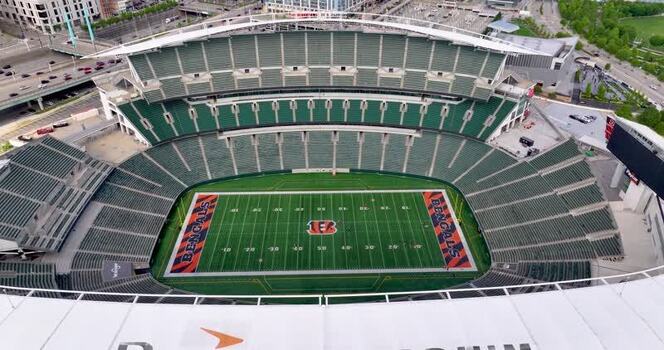 Aerial view of Paycor Stadium in Cincinnati United States.