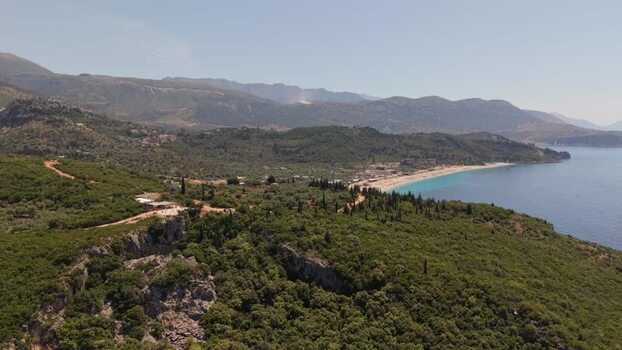 Aerial view of Aquarium Beach coastline in Albania.