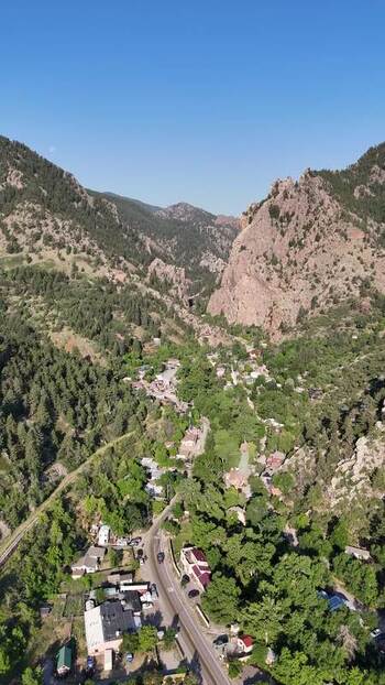 Aerial view of Eldorado Springs canyon in Colorado United States.