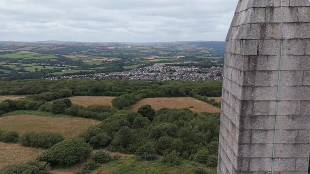 Aerial view of Bodmin monument and surrounding landscape United Kingdom. Aerial view of Bodmin monument and surrounding landscape United Kingdom.
