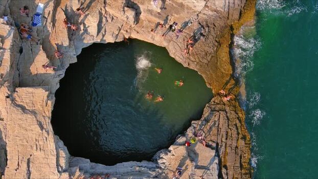 Aerial view of Giola natural pool in Thasos Greece. Aerial view of Giola natural pool in Thasos Greece.