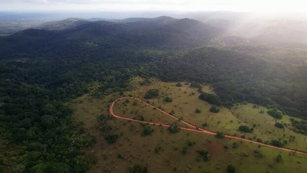 Aerial view of red dirt road in Malindi Kenya. Aerial view of red dirt road in Malindi Kenya.