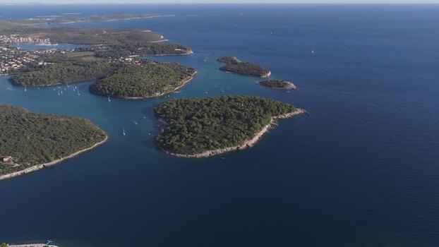 Aerial view of Brijuni National Park islands Croatia.