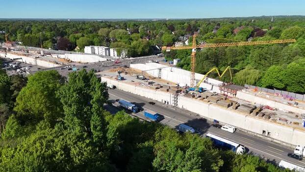 Aerial view of Bahrenfeld construction site Germany.