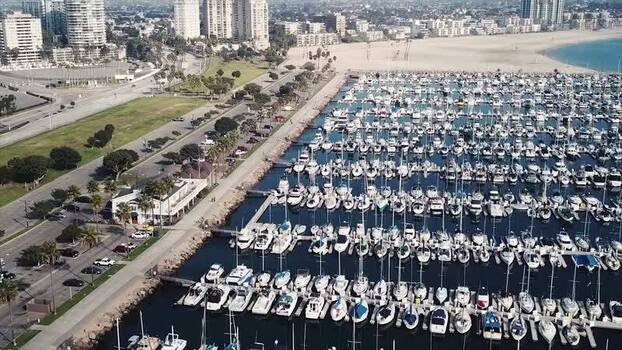 Aerial view of a marina with boats and yachts United States. Aerial view of a marina with boats and yachts United States.