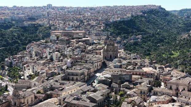 Aerial view of the historic hilltop town of Ragusa Italy. Aerial view of the historic hilltop town of Ragusa Italy.