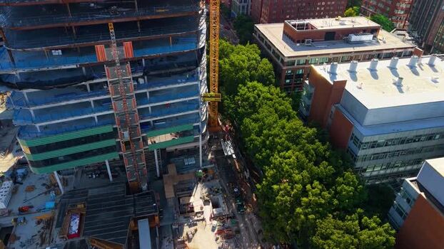 Aerial view of Kendall Square construction site United States. Aerial view of Kendall Square construction site United States.