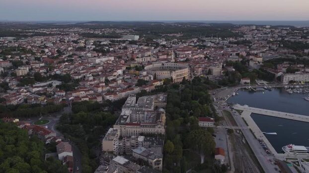 Aerial view of Pula Arena in Pula Croatia. Aerial view of Pula Arena in Pula Croatia.