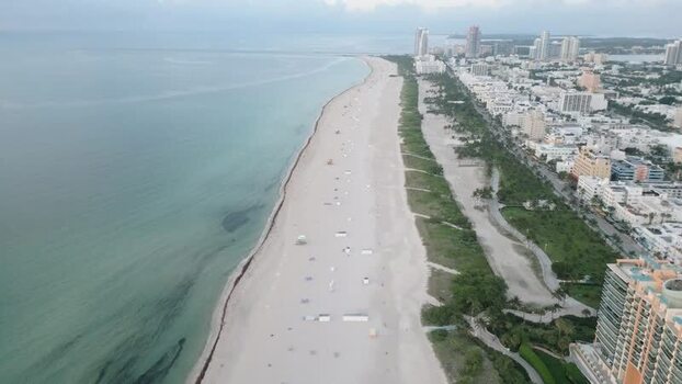 Aerial view of Miami Beach coastline United States. Aerial view of Miami Beach coastline United States.