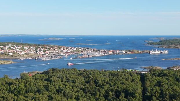 Aerial view of Styrso island and harbor Sweden.