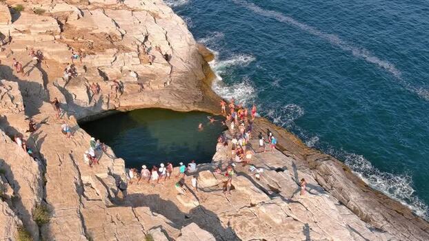 Aerial view of Giola natural pool Greece. Aerial view of Giola natural pool Greece.