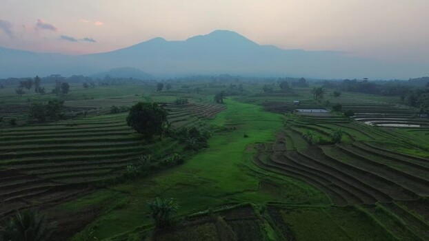 Aerial view of Kemumu rice terraces in Indonesia. Aerial view of Kemumu rice terraces in Indonesia.