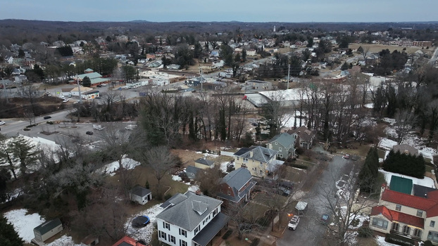 Aerial view of the residential neighborhood in Lynchburg Virginia United States.