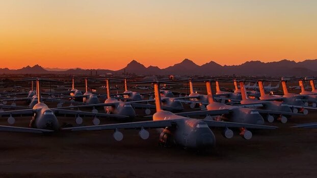 Aerial view of airplanes at sunset United States. Aerial view of airplanes at sunset United States.