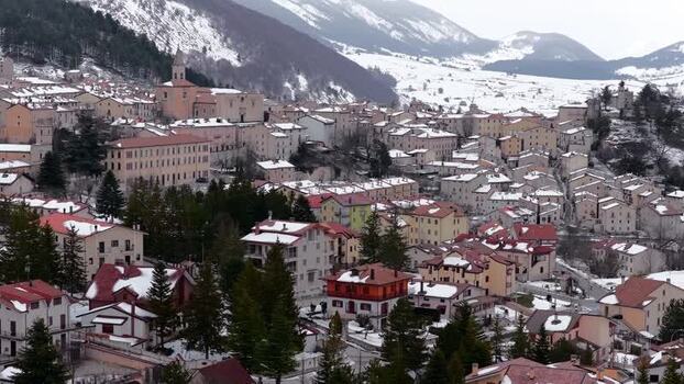 Aerial view of Pescocostanzo in winter Italy. Aerial view of Pescocostanzo in winter Italy.