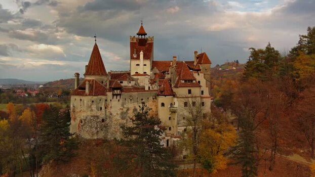 Aerial view of Bran Castle in Romania. Aerial view of Bran Castle in Romania.