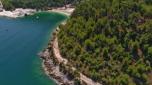 Aerial view of coastal road in Thasos Greece. Aerial view of coastal road in Thasos Greece.