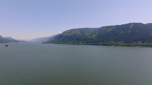 Aerial view of Columbia River Gorge in Washington United States.