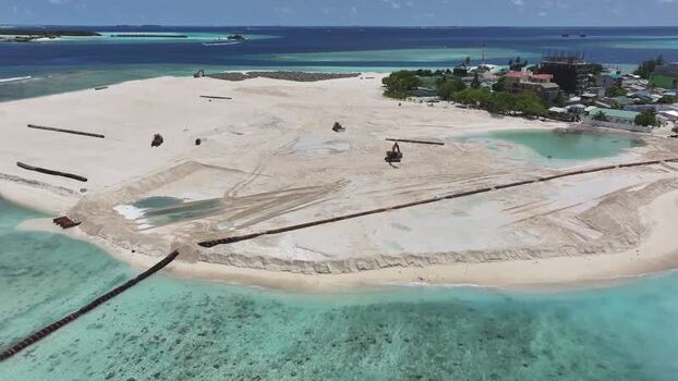 Aerial view of land reclamation on Gulhi island Maldives. Aerial view of land reclamation on Gulhi island Maldives.