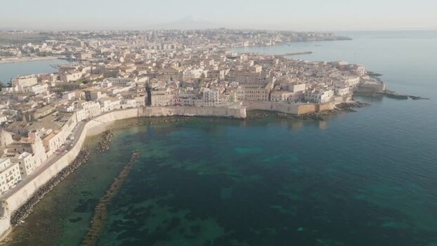 Aerial view of the Island of Ortigia in Syracuse Italy. Aerial view of the Island of Ortigia in Syracuse Italy.