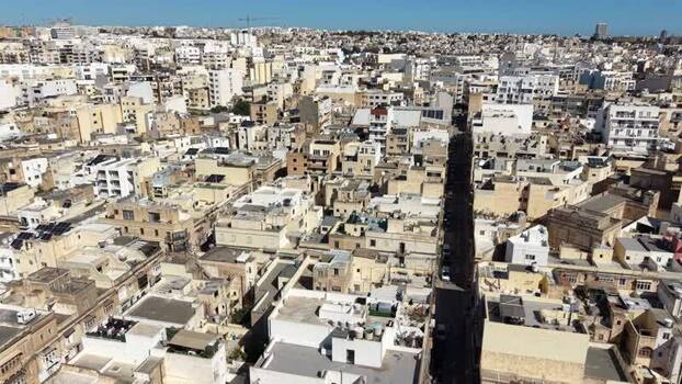 Aerial view of dense urban rooftops and narrow streets Malta. Aerial view of dense urban rooftops and narrow streets Malta.