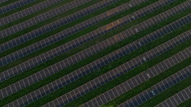 Aerial view of diagonal rows of solar panels Italy. Aerial view of diagonal rows of solar panels Italy.