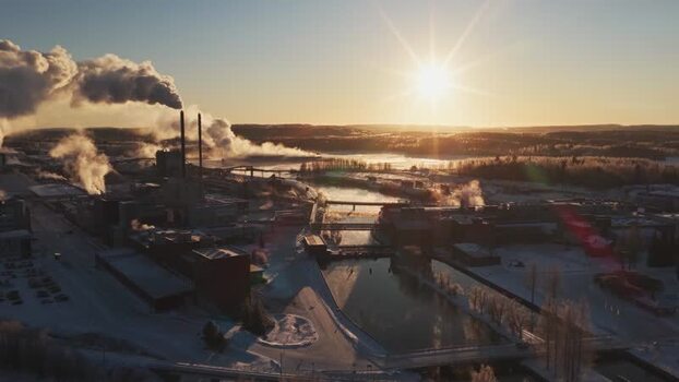 Aerial view of Metsa Board Aanekoski industrial plant Finland.