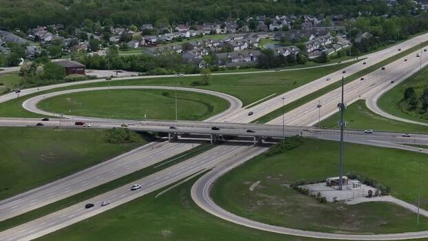 Aerial view of a highway interchange in Columbus United States. Aerial view of a highway interchange in Columbus United States.