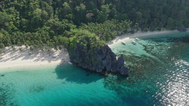 Aerial view of Papaya Beach and limestone cliffs Philippines. Aerial view of Papaya Beach and limestone cliffs Philippines.