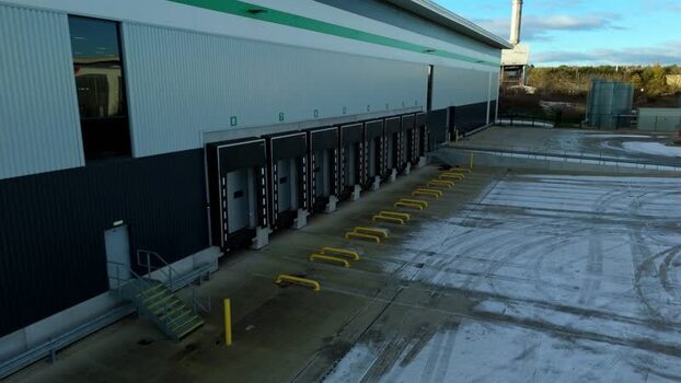 Aerial view of loading bays at Willowbrook United Kingdom.