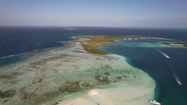 Aerial view of Los Roques archipelago in Venezuela.