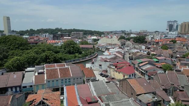 Aerial view of historic shophouses in Malacca Malaysia. Aerial view of historic shophouses in Malacca Malaysia.
