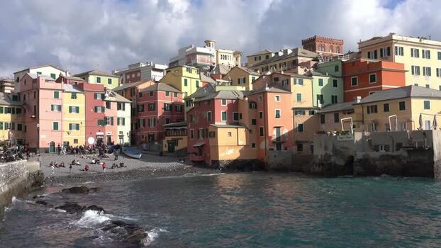 View of colorful coastal houses and sea Italy. View of colorful coastal houses and sea Italy.