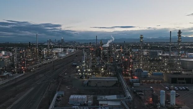Aerial view of Suncor Energy refinery in Commerce City United States.